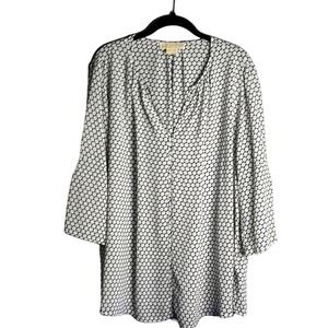 Michael Kors Black and White Polka Dot Semi Sheer Blouse Size 1X